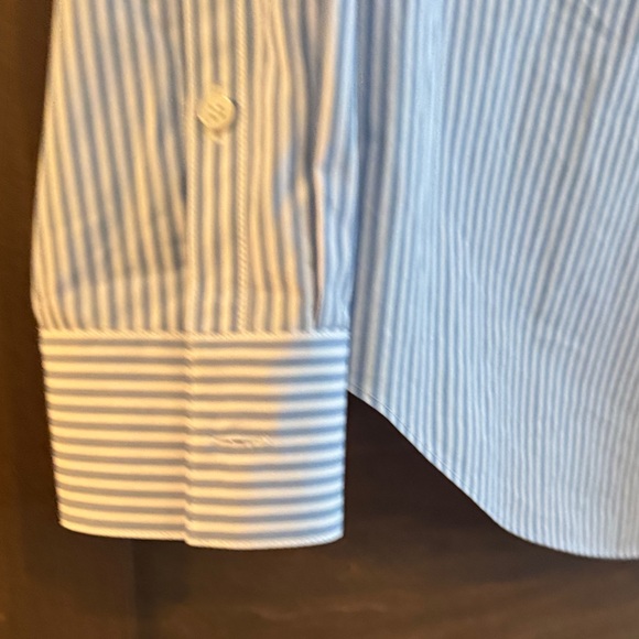 Lafayette 148 New York Blue and White Striped Shirt - Picture 9 of 16